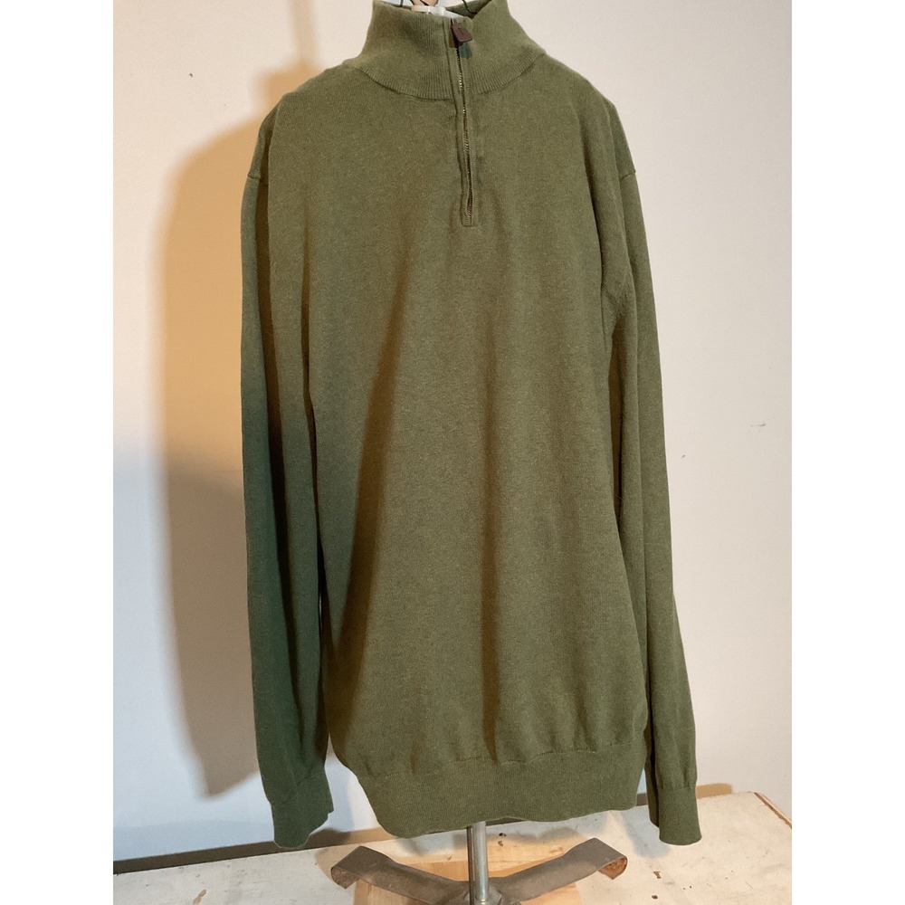 Daniel Hechter Paris Mens XL Olive Green Cotton Cashmere‎ Quarter Zip Sweater